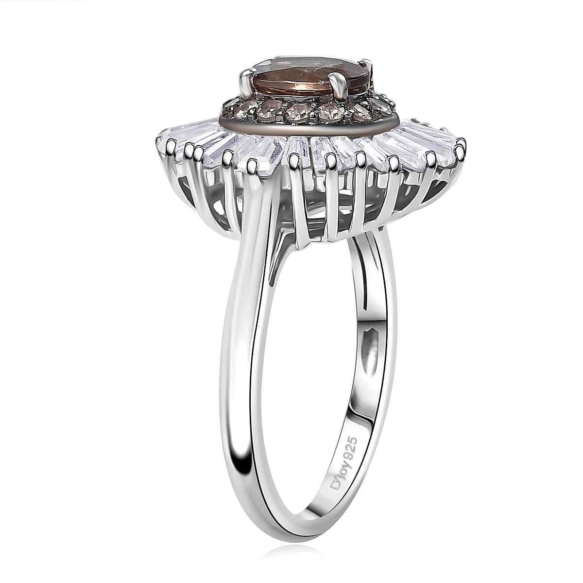 D'Joy Madagascar Color Change Garnet and Moissanite 3.35 ctw Starburst Elegance Ring in Rhodium Over Sterling Silver (Size 8.0) image number 3