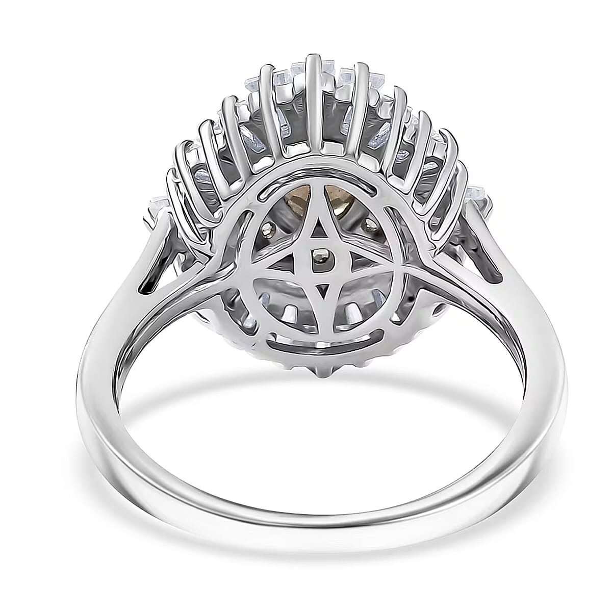 D'Joy Madagascar Color Change Garnet and Moissanite 3.35 ctw Starburst Elegance Ring in Rhodium Over Sterling Silver (Size 8.0) image number 6