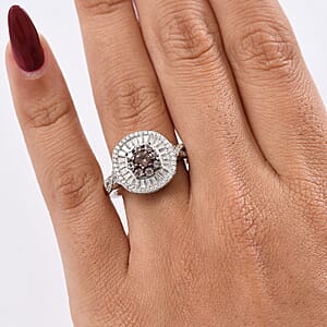 D'Joy Madagascar Color Change Garnet and Moissanite 1.50 ctw Regal Halo Ring in Rhodium Over Sterling Silver (Size 10.0)