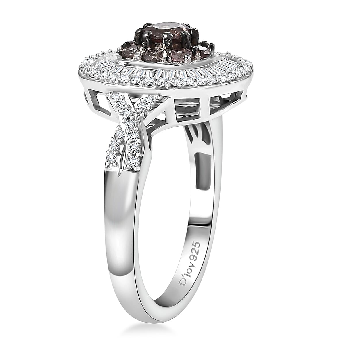 D'Joy Madagascar Color Change Garnet and Moissanite 1.50 ctw Regal Halo Ring in Rhodium Over Sterling Silver (Size 10.0) image number 3