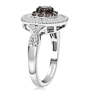 D'Joy Madagascar Color Change Garnet and Moissanite 1.50 ctw Regal Halo Ring in Rhodium Over Sterling Silver (Size 10.0)