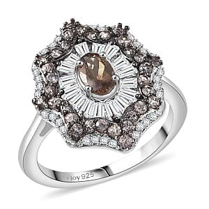 D'Joy Madagascar Color Change Garnet and White Zircon 2.25 ctw Celestial Radiance Ring in Rhodium Over Sterling Silver (Size 10.0)