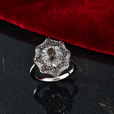 D'Joy Madagascar Color Change Garnet and White Zircon 2.25 ctw Celestial Radiance Ring in Rhodium Over Sterling Silver (Size 10.0)