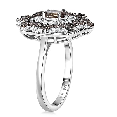 D'Joy Madagascar Color Change Garnet and White Zircon 2.25 ctw Celestial Radiance Ring in Rhodium Over Sterling Silver (Size 10.0)