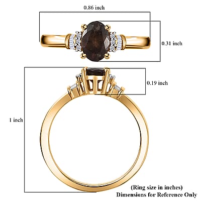 Premium Madagascar Color Change Garnet and G-H SI Luxuriant Lab Grown Diamond 1.10 ctw GraceLine Ring in 18K Vermeil Yellow Gold Sterling Silver (Size 10.0)