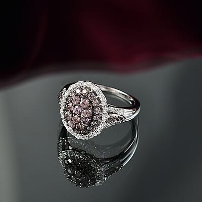 D'Joy Madagascar Color Change Garnet and White Zircon 1.85 ctw Solar Bloom Ring in Rhodium Over Sterling Silver (Size 10.0)