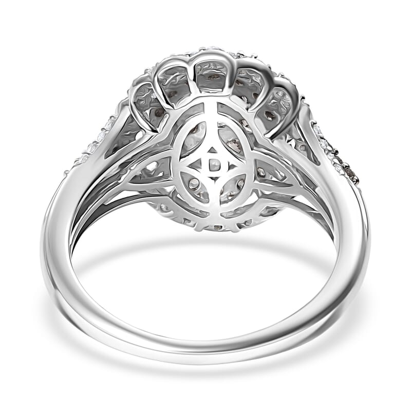 D'Joy Madagascar Color Change Garnet and White Zircon 1.85 ctw Solar Bloom Ring in Rhodium Over Sterling Silver (Size 10.0)