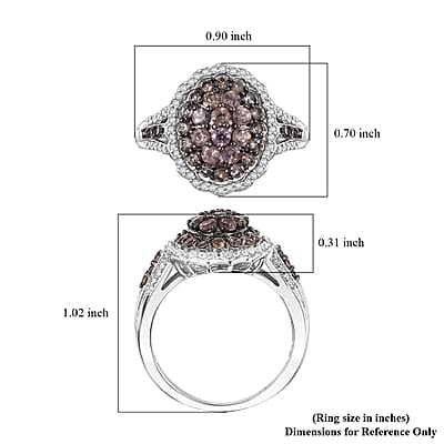 D'Joy Madagascar Color Change Garnet and White Zircon 1.85 ctw Solar Bloom Ring in Rhodium Over Sterling Silver (Size 10.0)