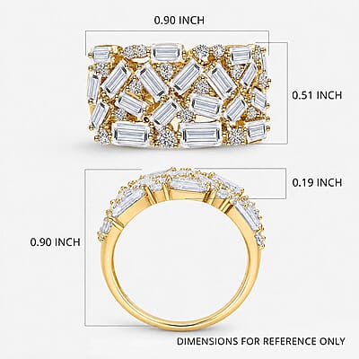 Luxuriant Lab Grown Diamond G-H SI 2.00 ctw Firecracker Ring in 18K Vermeil Yellow Gold Over Sterling Silver (Size 10.0)