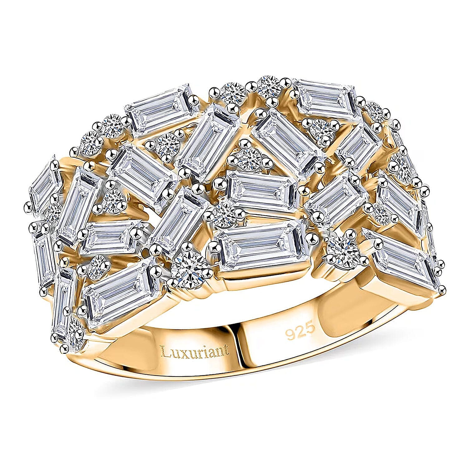 Luxuriant Lab Grown Diamond (G-H, SI) Ring in 18K Vermeil YG Over Sterling Silver (Size 10.0) 2.00 ctw