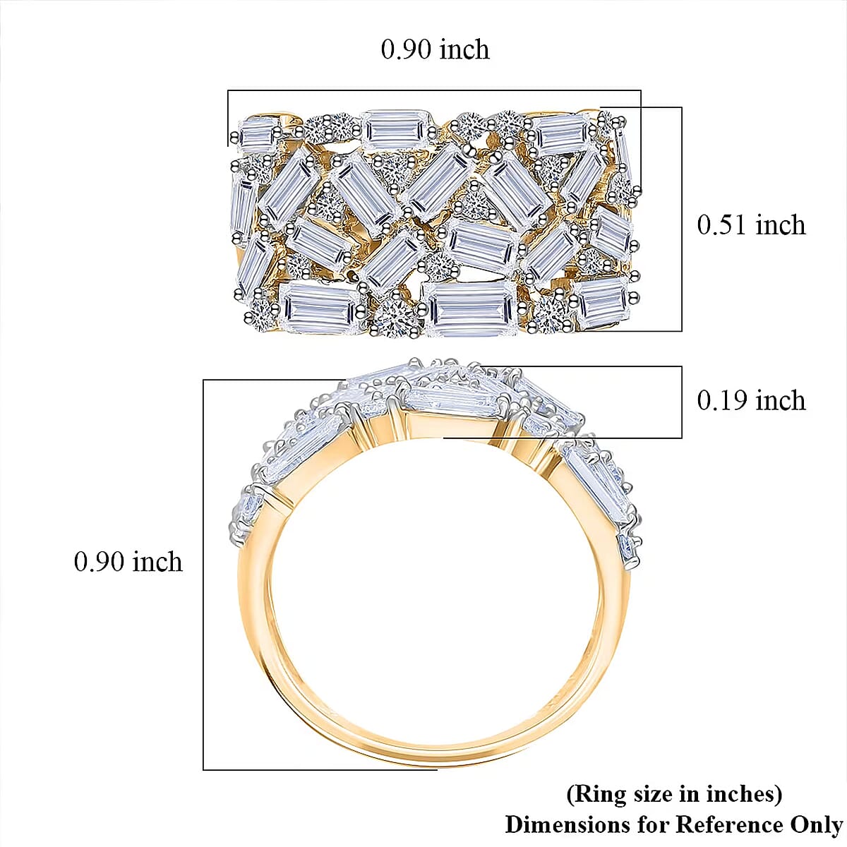 Luxuriant Lab Grown Diamond G-H SI 2.00 ctw Firecracker Ring in 18K Vermeil Yellow Gold Over Sterling Silver (Size 9.0) image number 6