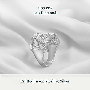 Luxuriant Lab Grown Diamond G-H SI 2.00 ctw Firecracker Ring in Rhodium Over Sterling Silver (Size 10.0)