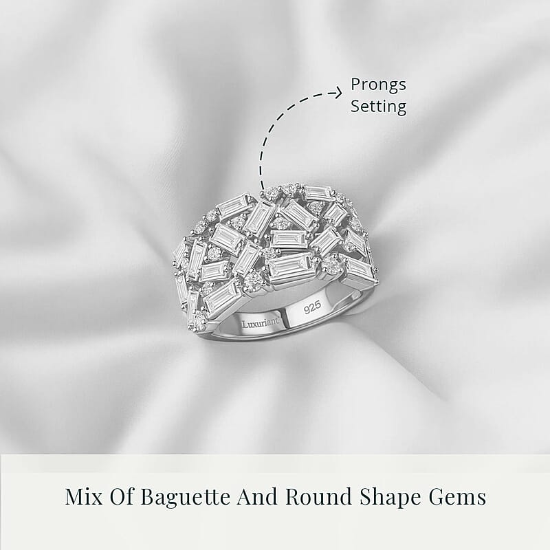 Luxuriant Lab Grown Diamond G-H SI 2.00 ctw Firecracker Ring in Rhodium Over Sterling Silver (Size 10.0)