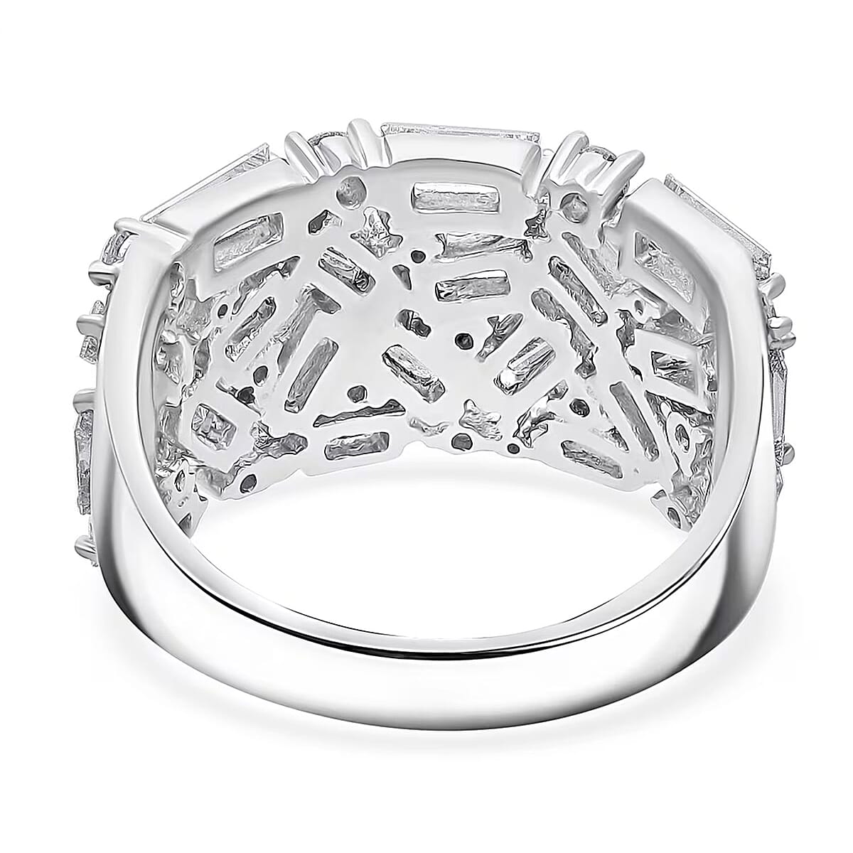 Luxuriant Lab Grown Diamond G-H SI 2.00 ctw Firecracker Ring in Rhodium Over Sterling Silver (Size 10.0) image number 7