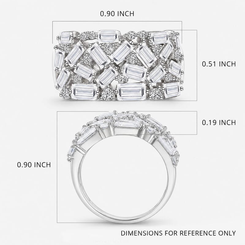 Luxuriant Lab Grown Diamond G-H SI 2.00 ctw Firecracker Ring in Rhodium Over Sterling Silver (Size 10.0)