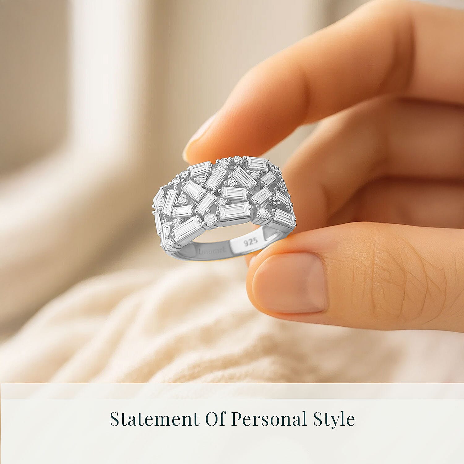 Luxuriant Lab Grown Diamond G-H SI 2.00 ctw Firecracker Ring in Rhodium Over Sterling Silver (Size 6.0)