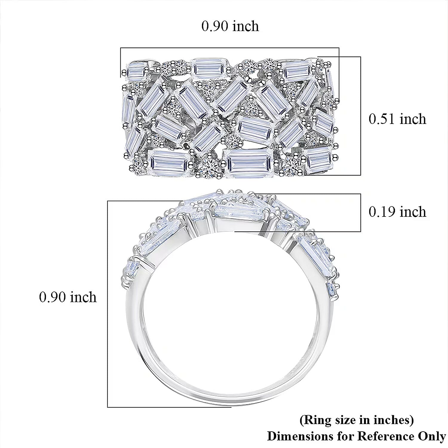 Luxuriant Lab Grown Diamond G-H SI 2.00 ctw Firecracker Ring in Rhodium Over Sterling Silver (Size 6.0)