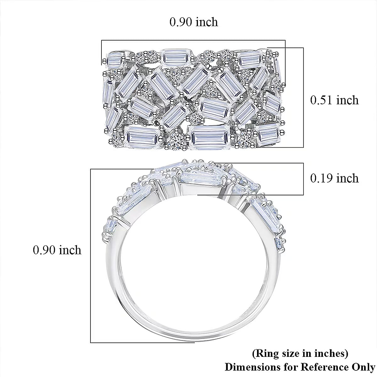 Luxuriant Lab Grown Diamond G-H SI 2.00 ctw Firecracker Ring in Rhodium Over Sterling Silver (Size 6.0) image number 6