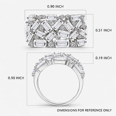 Luxuriant Lab Grown Diamond G-H SI 2.00 ctw Firecracker Ring in Rhodium Over Sterling Silver (Size 6.0)