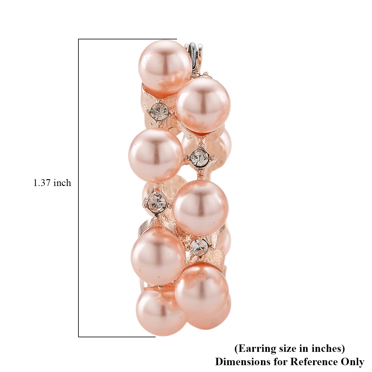Pink Shell Pearl and Austrian Crystal Hoop Earrings in Rosetone image number 4