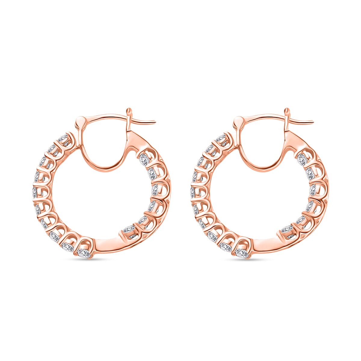 D'Joy Moissanite 2.88 ctw Hoop Earrings in 18K Vermeil Rose Gold Over Sterling Silver image number 2