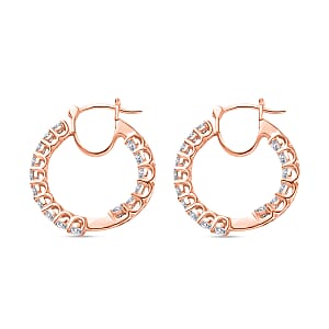 D'Joy Moissanite 2.88 ctw Hoop Earrings in 18K Vermeil Rose Gold Over Sterling Silver