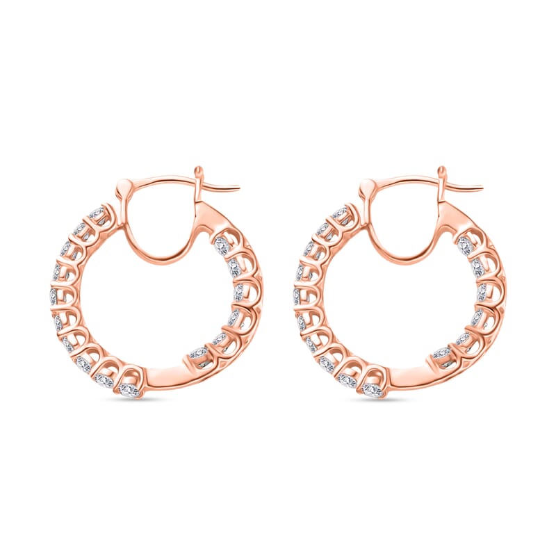 D'Joy Moissanite 2.88 ctw Hoop Earrings in 18K Vermeil Rose Gold Over Sterling Silver