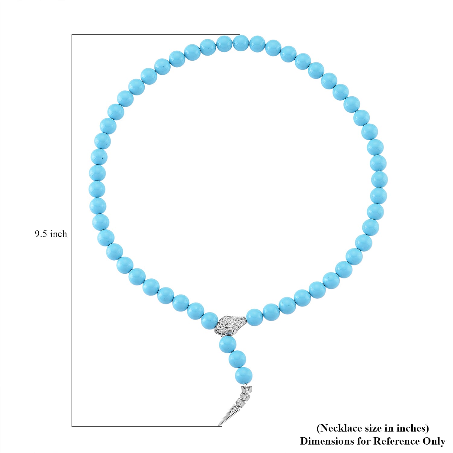 Sleeping Beauty Color Shell Pearl and Simulated Diamond 1.50 ctw Necklace (20 Inches) in Silvertone