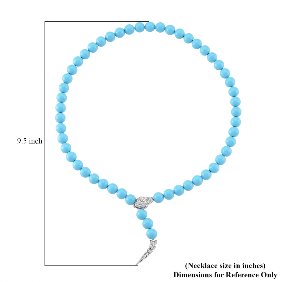 Sleeping Beauty Color Shell Pearl and Simulated Diamond 1.50 ctw Necklace (20 Inches) in Silvertone image number 4