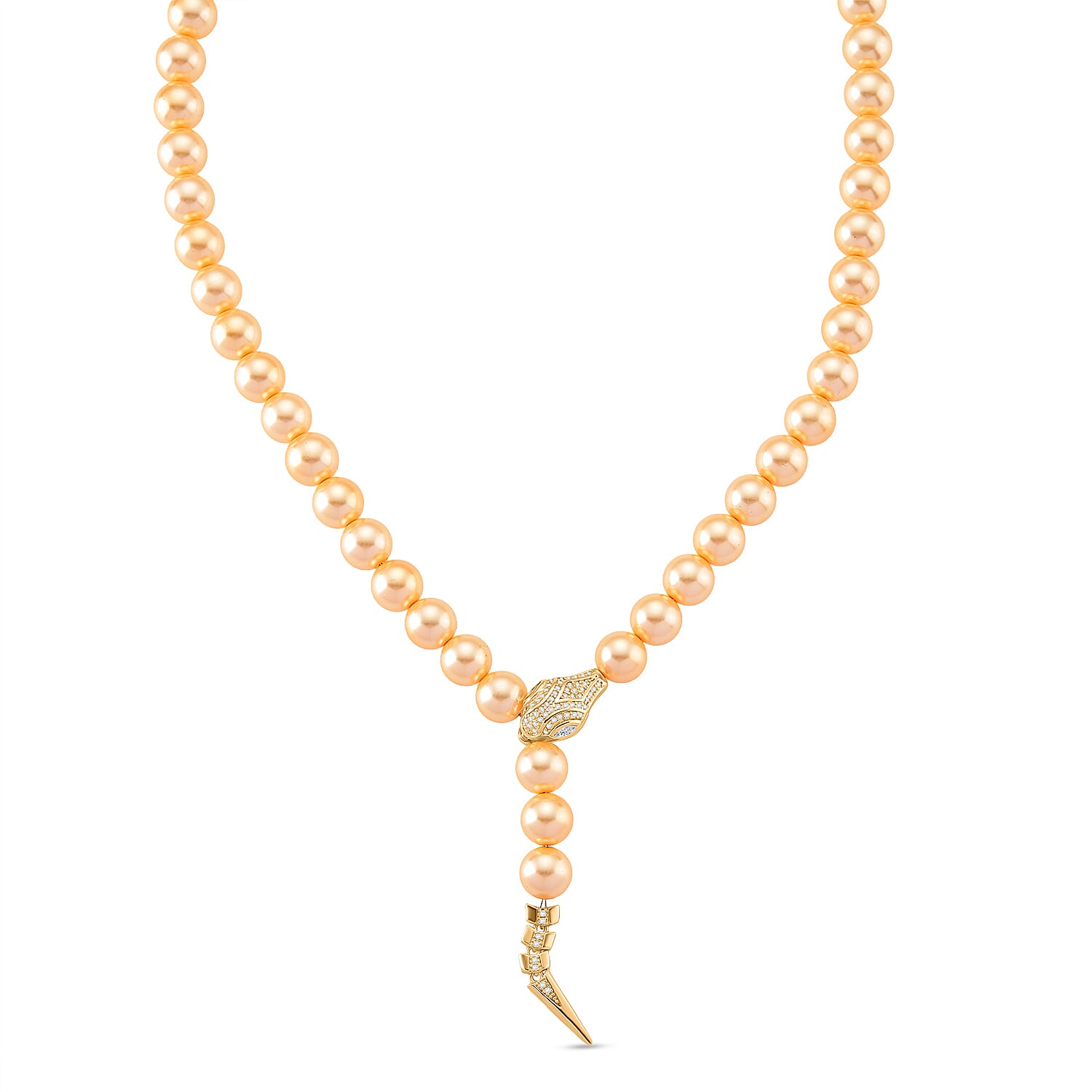 White Shell Pearl, Simulated Diamond Necklace (20 Inches) in Silvertone 1.50 ctw