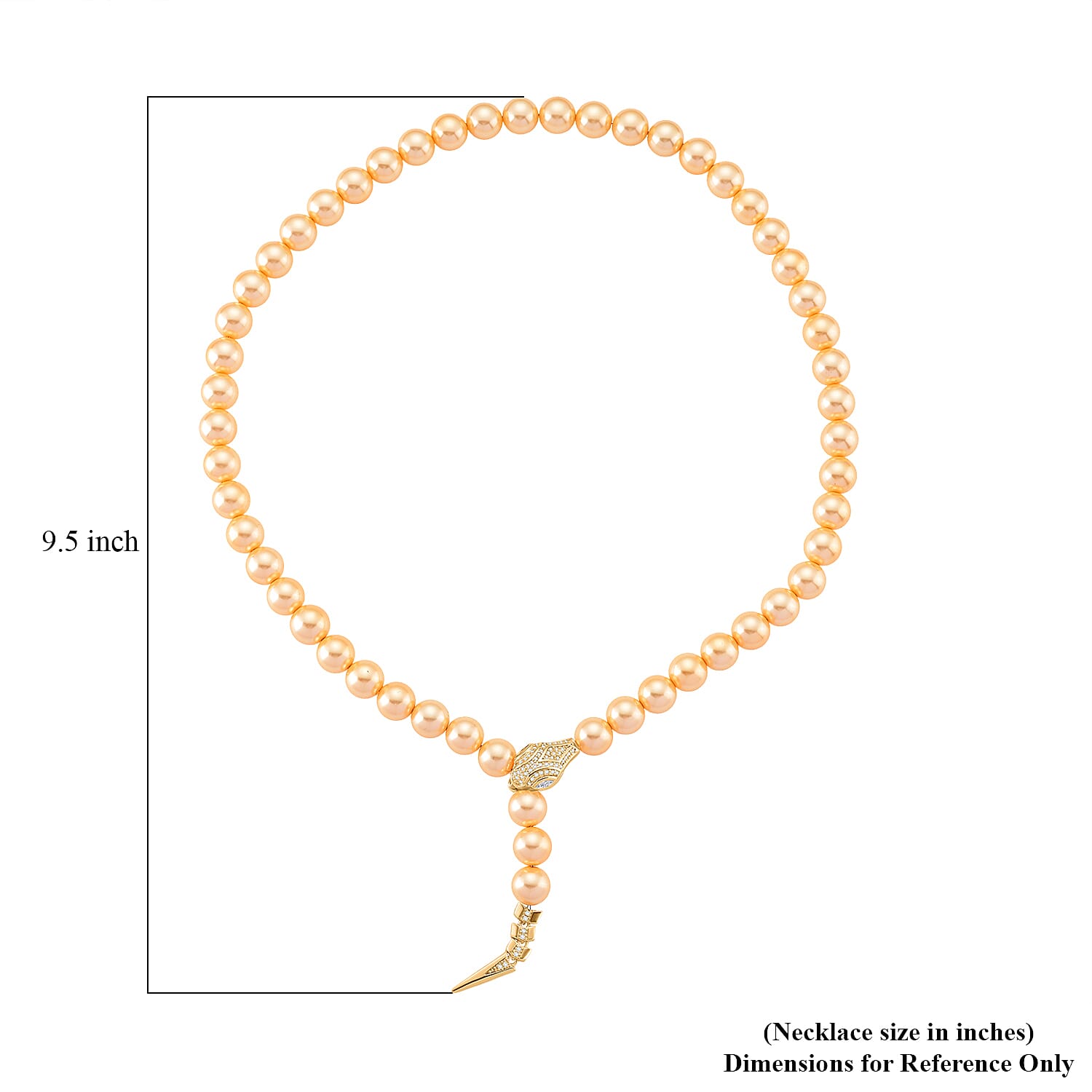 Lumina Pearl Golden Color and Simulated Diamond 1.50 ctw Necklace (20 Inches) in Goldtone