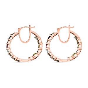 D'Joy Multi-Tourmaline Hoop Earrings in 18K Vermeil RG Over Sterling Silver 8.96 ctw (Del. in 10-12 Days)