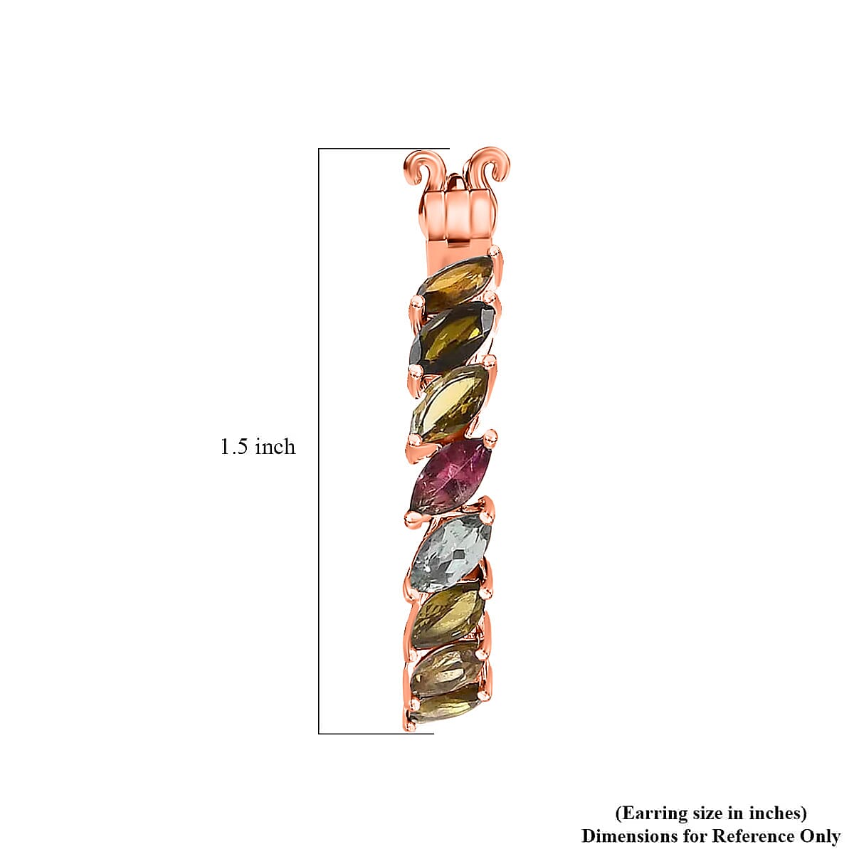 D’joy Multi-Tourmaline 8.96 ctw Hoop Earrings in 18K Vermeil Rose Gold Over Sterling Silver (Del. in 10-12 Days) image number 4