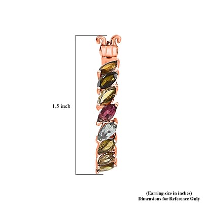 D'Joy Multi-Tourmaline Hoop Earrings in 18K Vermeil RG Over Sterling Silver 8.96 ctw