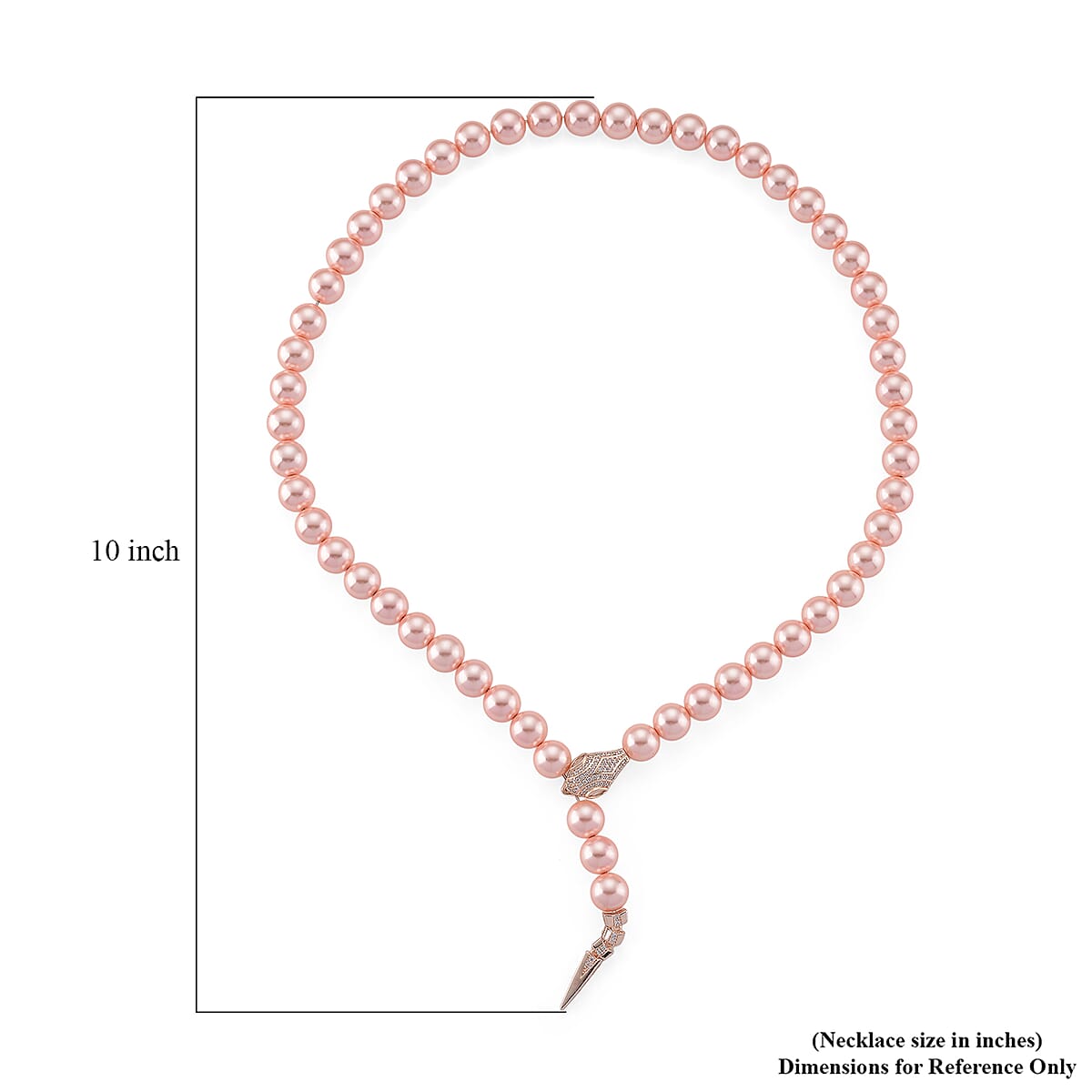 Pink Shell Pearl and Simulated Diamond 1.50 ctw Necklace (20 Inches) in Rosetone image number 4