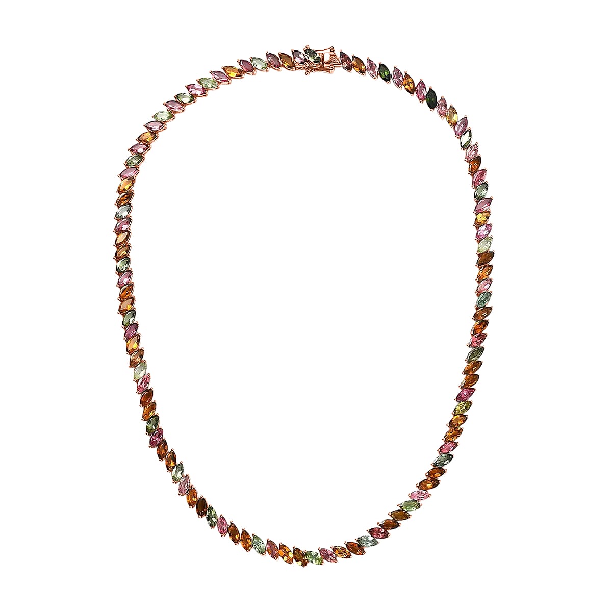 D'Joy Multi-Tourmaline 27.85 ctw Necklace in 18K Vermeil Rose Gold Over Sterling Silver 18 Inches image number 3