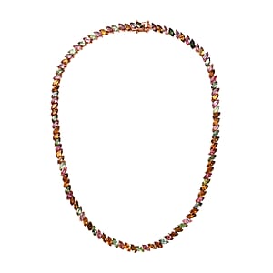 D'Joy Multi-Tourmaline 27.85 ctw Necklace in 18K Vermeil Rose Gold Over Sterling Silver 18 Inches (Del. in 10-12 Days)