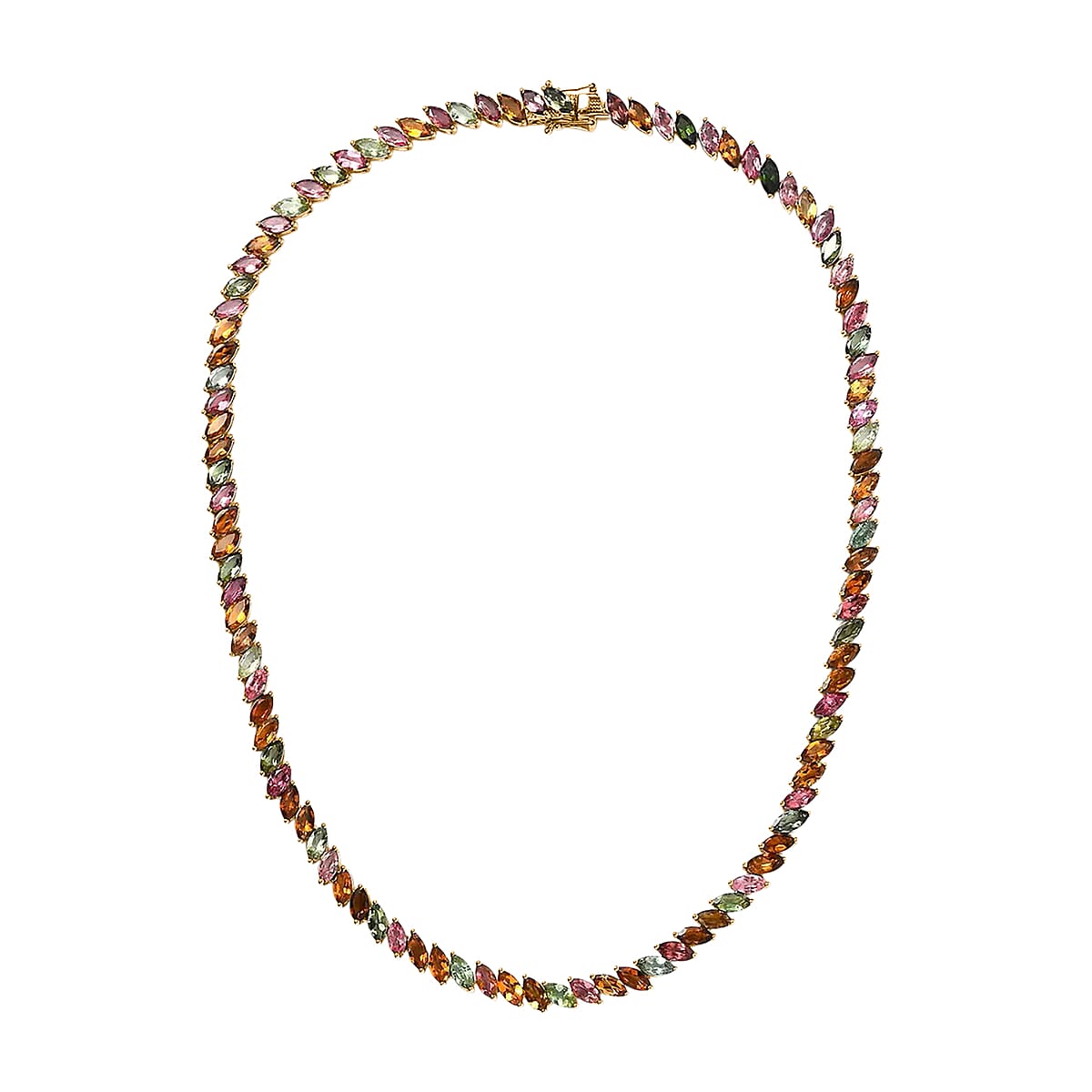 D'Joy Multi-Tourmaline 27.85 ctw Necklace in 18K Vermeil Yellow Gold Over Sterling Silver 18 Inches image number 3