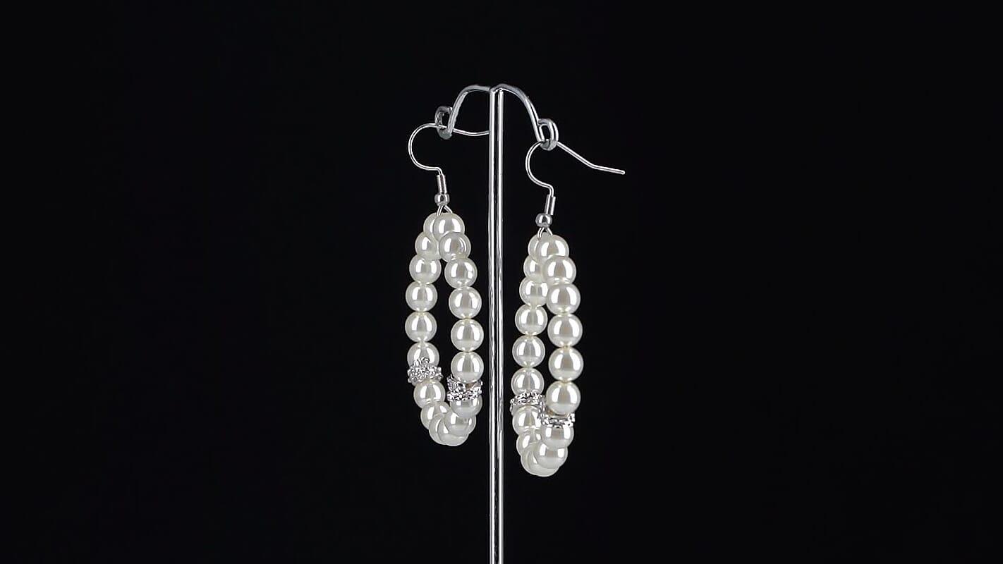Shell Pearl  Earrings in Silvertone and Stainless Steel