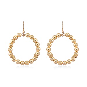 Lumina Pearl Golden Color Hoop Earrings in Goldtone and ION Plated YG Stainless Steel