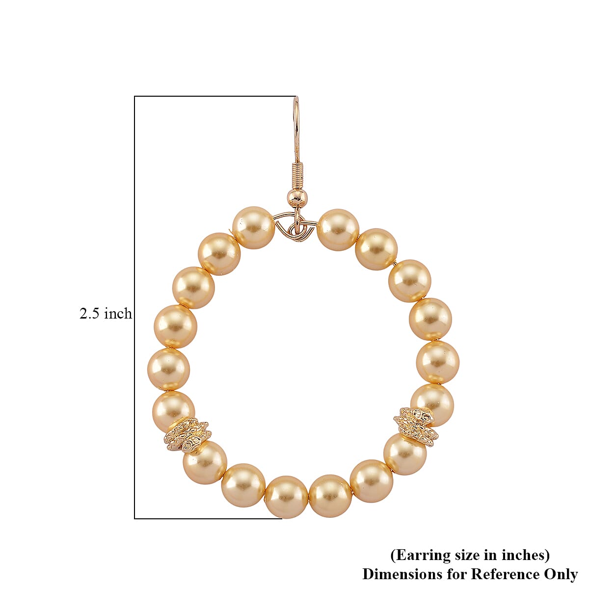Lumina Pearl Golden Color Hoop Earrings in Goldtone and ION Plated YG Stainless Steel image number 4