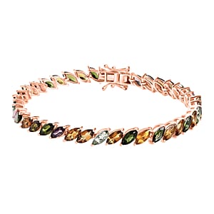 D'Joy Multi-Tourmaline 11.50 ctw Bracelet in 18K Vermeil Rose Gold Over Sterling Silver (6.50 In)