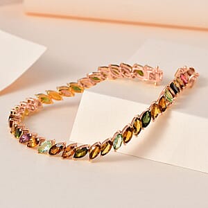 D'Joy Multi-Tourmaline 11.50 ctw Bracelet in 18K Vermeil Rose Gold Over Sterling Silver (6.50 In) (Del. in 10-12 Days)