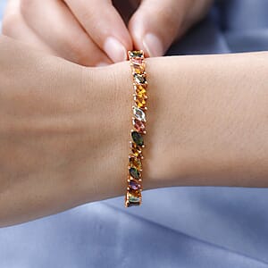 D'Joy Multi-Tourmaline 11.50 ctw Bracelet in 18K Vermeil Rose Gold Over Sterling Silver (6.50 In) (Del. in 10-12 Days)