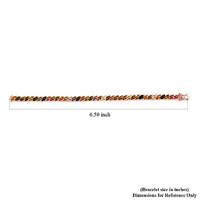D'Joy Multi-Tourmaline 11.50 ctw Bracelet in 18K Vermeil Rose Gold Over Sterling Silver (6.50 In)