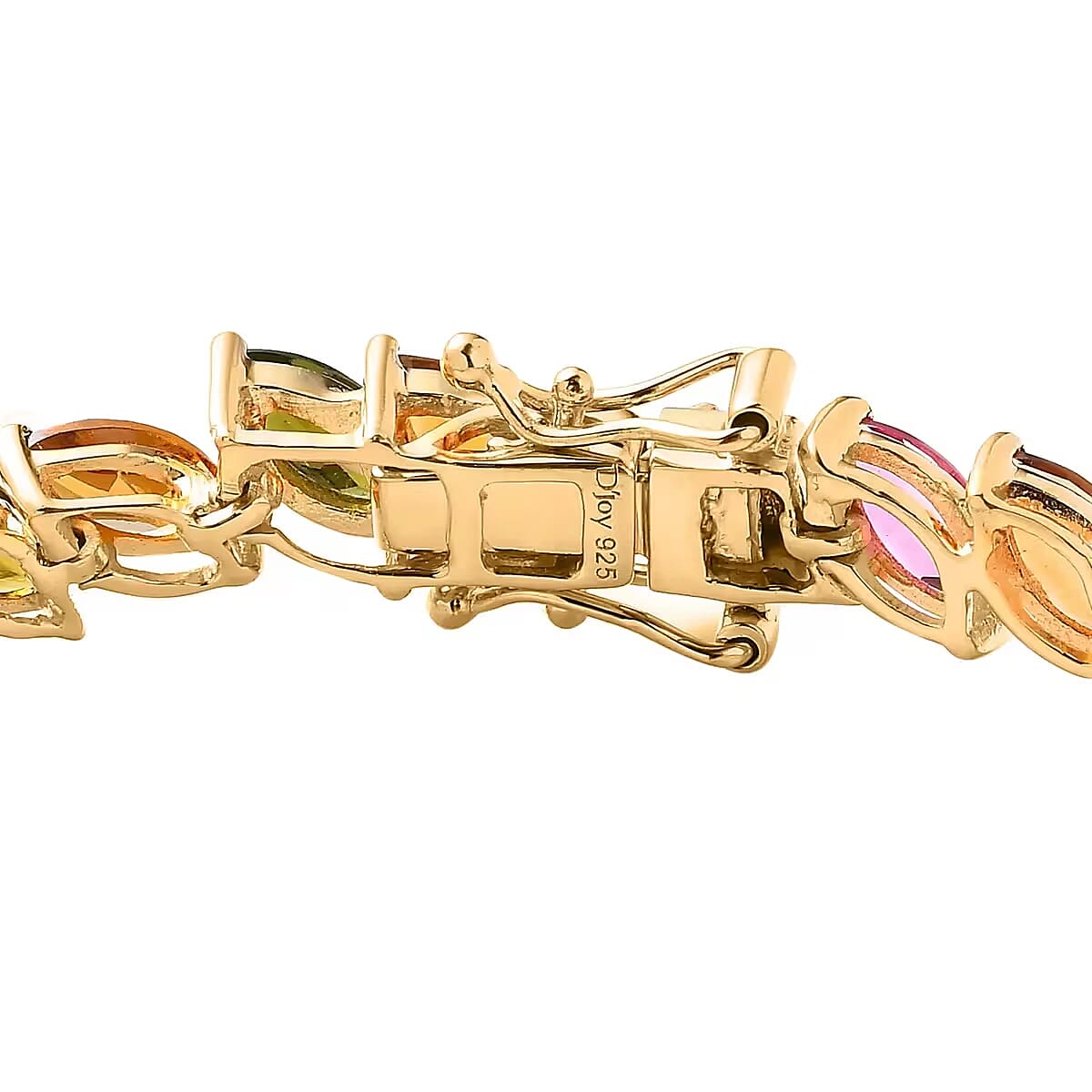 D'Joy Multi-Tourmaline 11.50 ctw Bracelet in 18K Vermeil Yellow Gold Over Sterling Silver (6.50 In)
