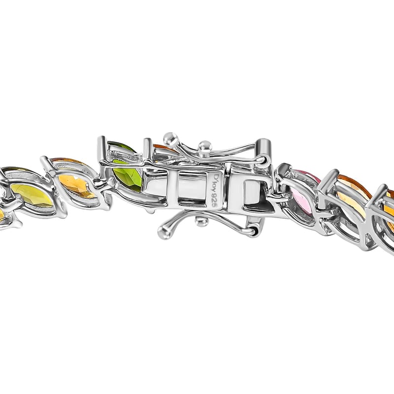 D'Joy Multi-Tourmaline 11.50 ctw Bracelet in Rhodium Over Sterling Silver (6.50 In)