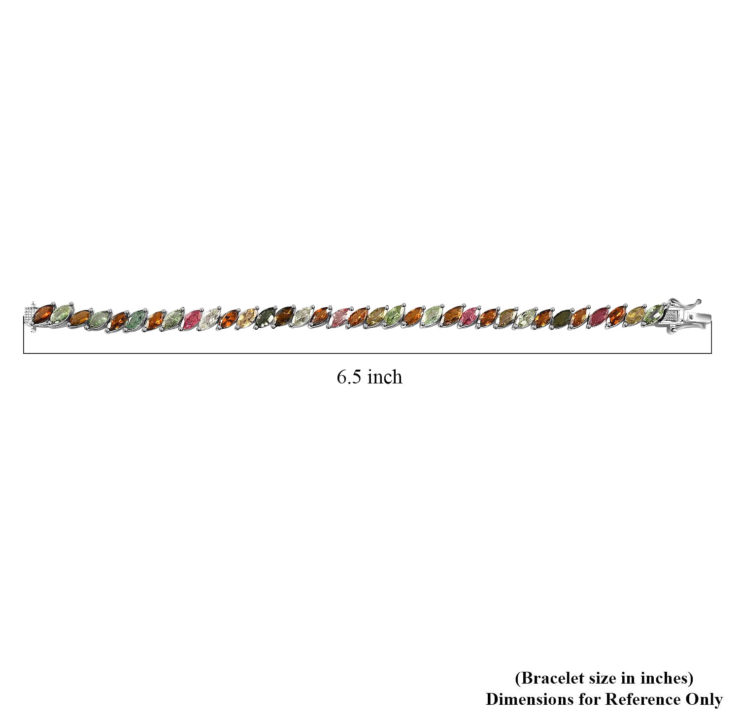 D'Joy Multi-Tourmaline 11.50 ctw Bracelet in Rhodium Over Sterling Silver (6.50 In)