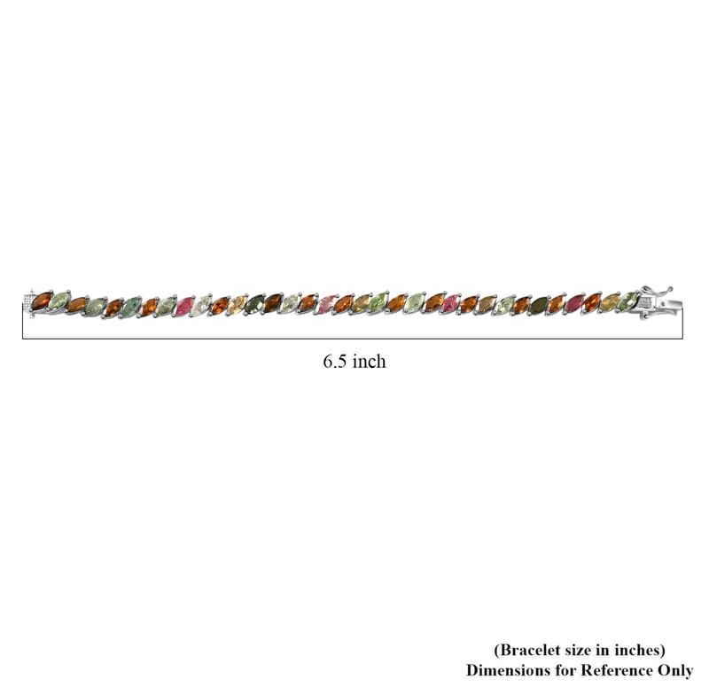 D'Joy Multi-Tourmaline 11.50 ctw Bracelet in Rhodium Over Sterling Silver (6.50 In)
