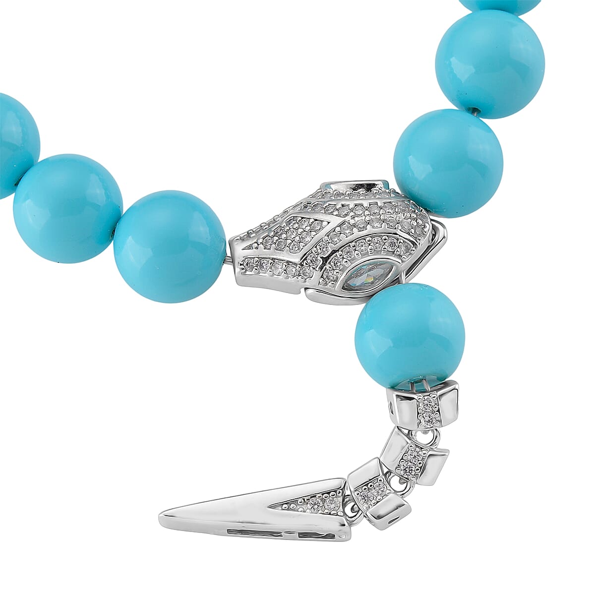 Sleeping Beauty Color Shell Pearl and Simulated Diamond 1.50 ctw Bracelet in Silvertone (7.50 In) image number 5